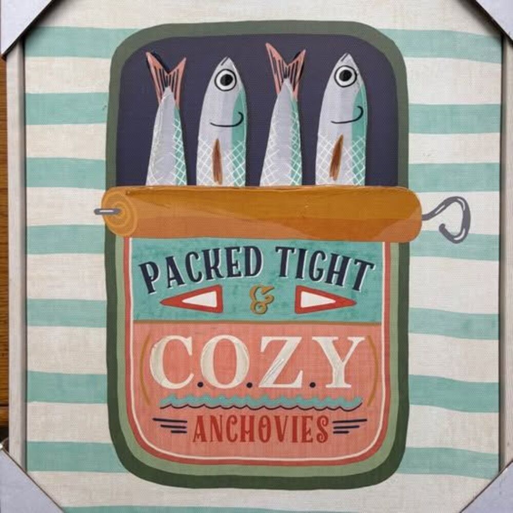 11x14” Packed Tight & Cozy Anchovies Framed Canvas Wall Art